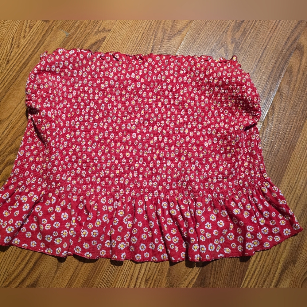 No Boundaries Red Floral Bandeau Top